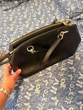 Authentic Coach Black Leather Structured Satchel Handbag - Women